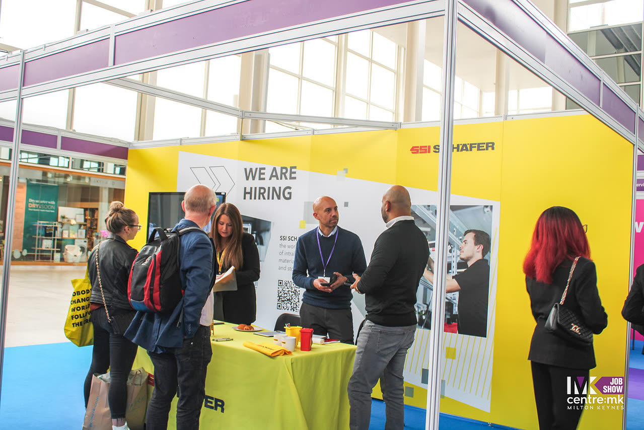 Branded employer stands recruiting for live vacancies at the MK Job Show